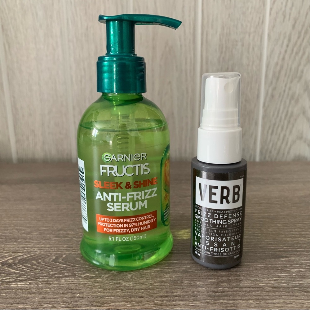 Garnier Fructis Sleek Shine Anti Frizz Serum Verb Frizz Defense Smoothing Spray